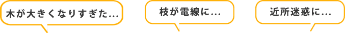 木が大きくなりすぎた… 枝が電線に… 近所迷惑に…